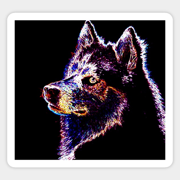 Husky Neon Dog Sticker by Mihadom